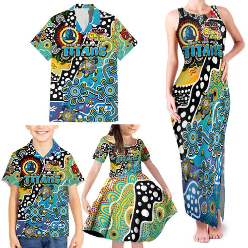 Personalised Titans NRL Celebrating 50 Years of Naidoc Family Matching Tank Maxi Dress and Hawaiian Shirt NAIDOC Week 2025 Aboriginal