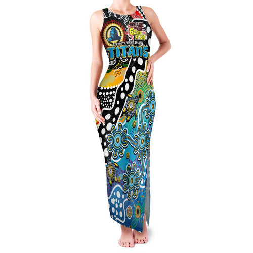 Personalised Titans NRL Celebrating 50 Years of Naidoc Family Matching Tank Maxi Dress and Hawaiian Shirt NAIDOC Week 2025 Aboriginal