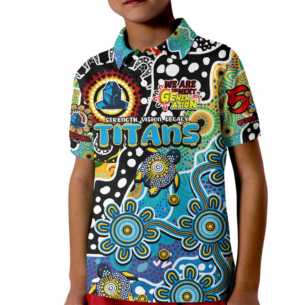 Personalised Titans NRL Celebrating 50 Years of Naidoc Kid Polo Shirt NAIDOC Week 2025 Aboriginal