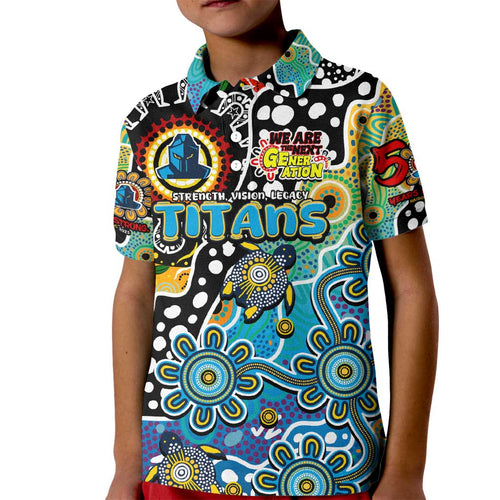Personalised Titans NRL Celebrating 50 Years of Naidoc Kid Polo Shirt NAIDOC Week 2025 Aboriginal