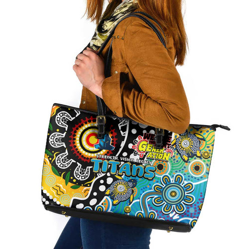 Titans NRL Celebrating 50 Years of Naidoc Leather Tote Bag NAIDOC Week 2025 Aboriginal