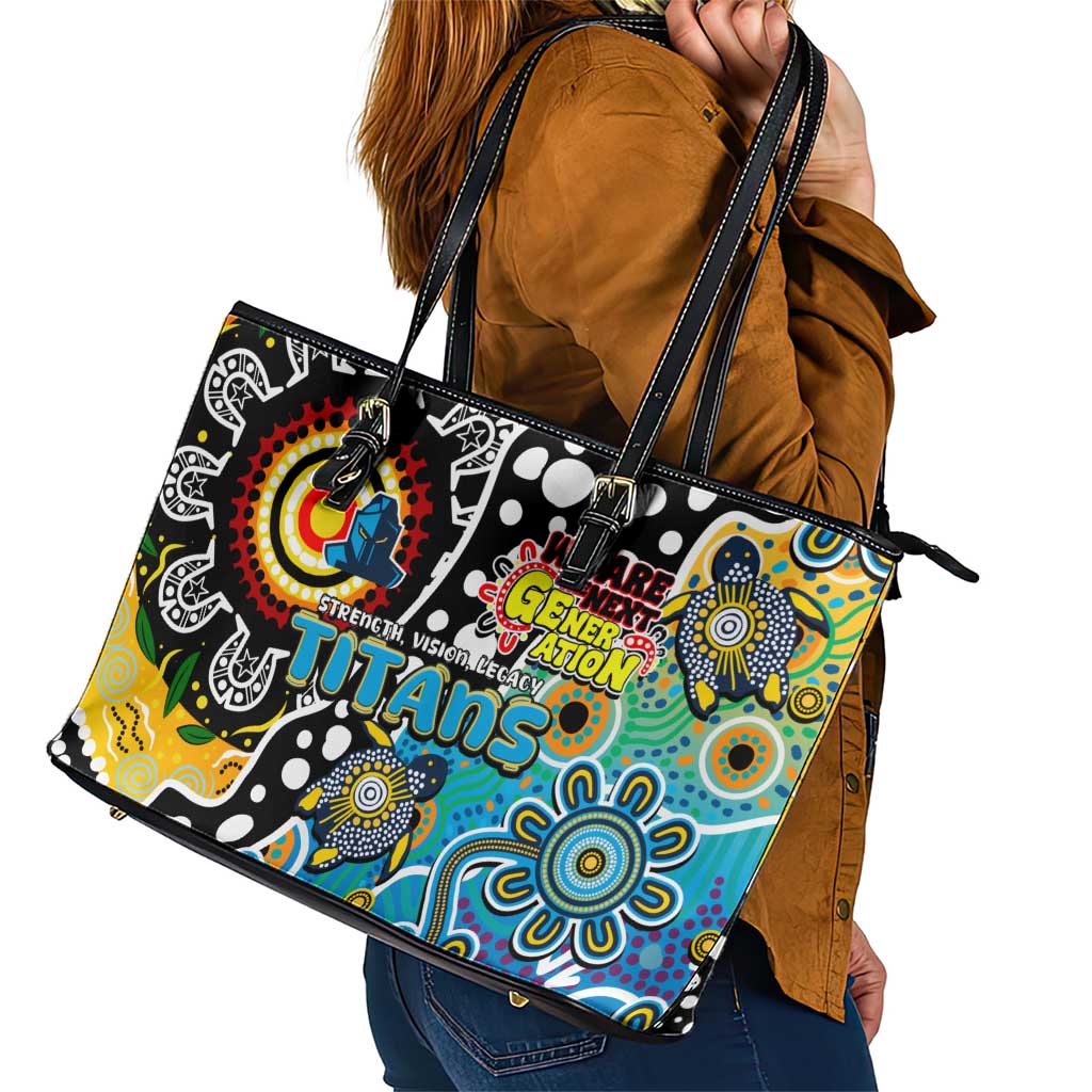 Titans NRL Celebrating 50 Years of Naidoc Leather Tote Bag NAIDOC Week 2025 Aboriginal