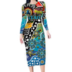 Personalised Titans NRL Celebrating 50 Years of Naidoc Long Sleeve Bodycon Dress NAIDOC Week 2025 Aboriginal