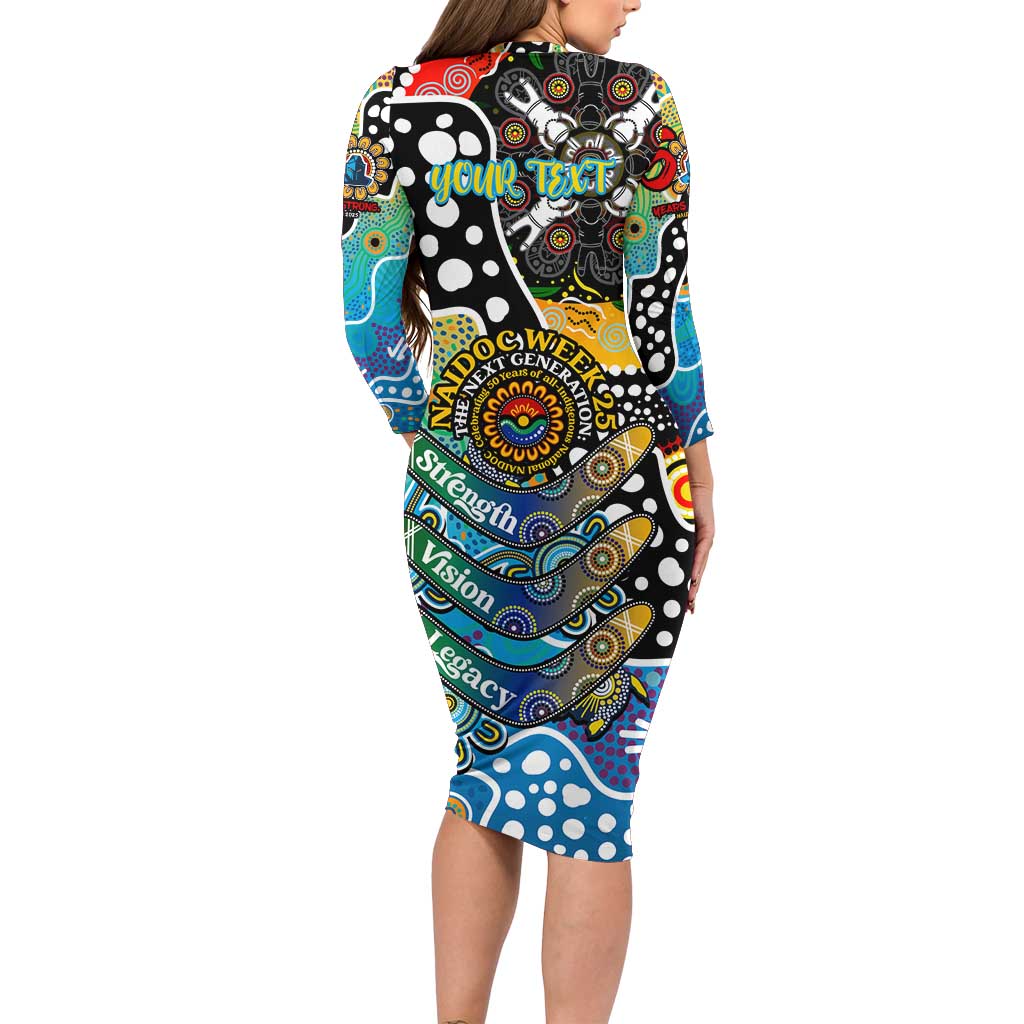 Personalised Titans NRL Celebrating 50 Years of Naidoc Long Sleeve Bodycon Dress NAIDOC Week 2025 Aboriginal
