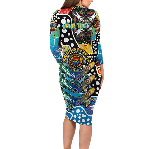 Personalised Titans NRL Celebrating 50 Years of Naidoc Long Sleeve Bodycon Dress NAIDOC Week 2025 Aboriginal