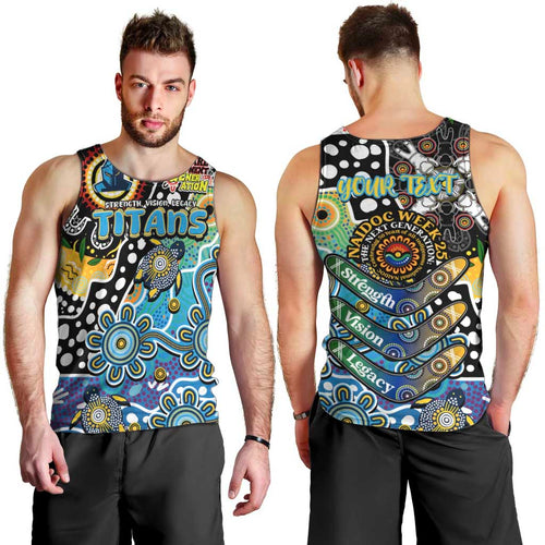Personalised Titans NRL Celebrating 50 Years of Naidoc Men Tank Top NAIDOC Week 2025 Aboriginal