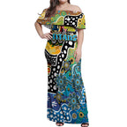 Personalised Titans NRL Celebrating 50 Years of Naidoc Off Shoulder Maxi Dress NAIDOC Week 2025 Aboriginal