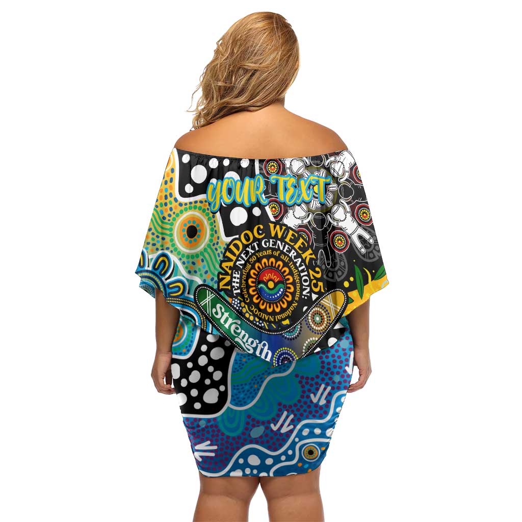 Personalised Titans NRL Celebrating 50 Years of Naidoc Off Shoulder Short Dress NAIDOC Week 2025 Aboriginal