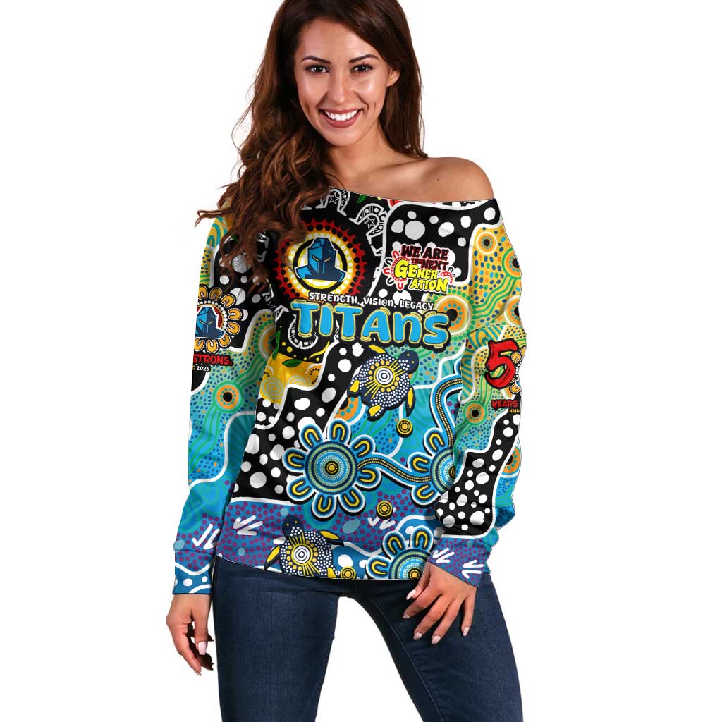 Personalised Titans NRL Celebrating 50 Years of Naidoc Off Shoulder Sweater NAIDOC Week 2025 Aboriginal