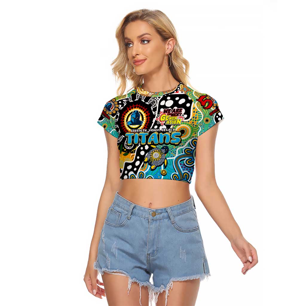Personalised Titans NRL Celebrating 50 Years of Naidoc Raglan Cropped T Shirt NAIDOC Week 2025 Aboriginal