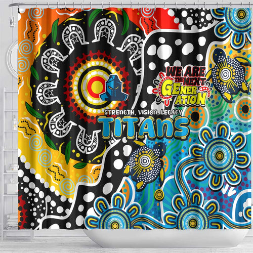 Titans NRL Celebrating 50 Years of Naidoc Shower Curtain NAIDOC Week 2025 Aboriginal