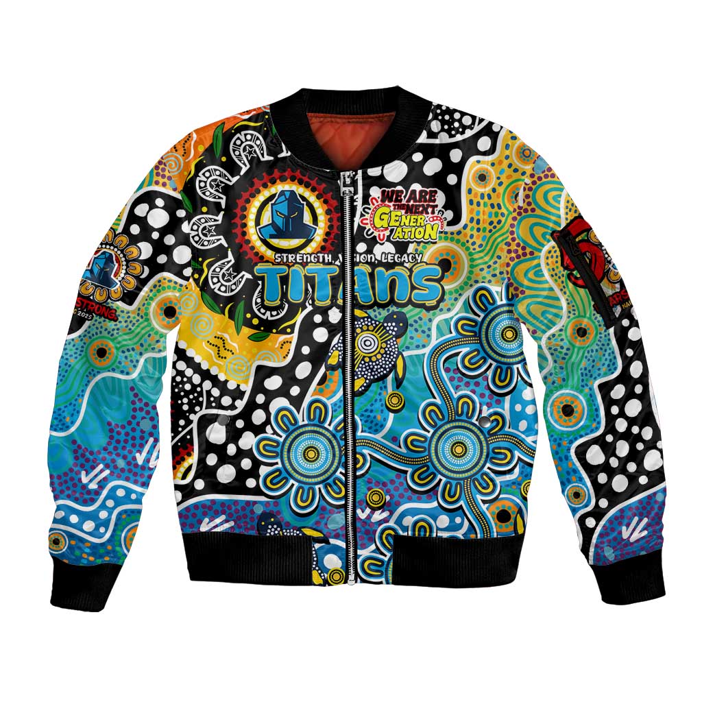 Personalised Titans NRL Celebrating 50 Years of Naidoc Sleeve Zip Bomber Jacket NAIDOC Week 2025 Aboriginal
