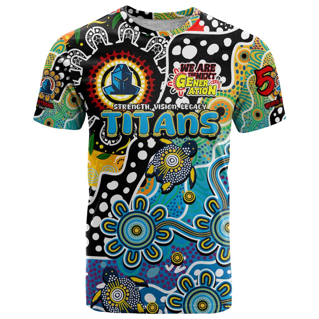 Personalised Titans NRL Celebrating 50 Years of Naidoc T Shirt NAIDOC Week 2025 Aboriginal
