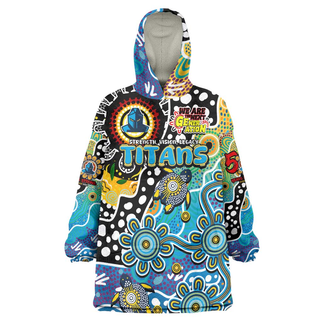 Personalised Titans NRL Celebrating 50 Years of Naidoc Wearable Blanket Hoodie NAIDOC Week 2025 Aboriginal