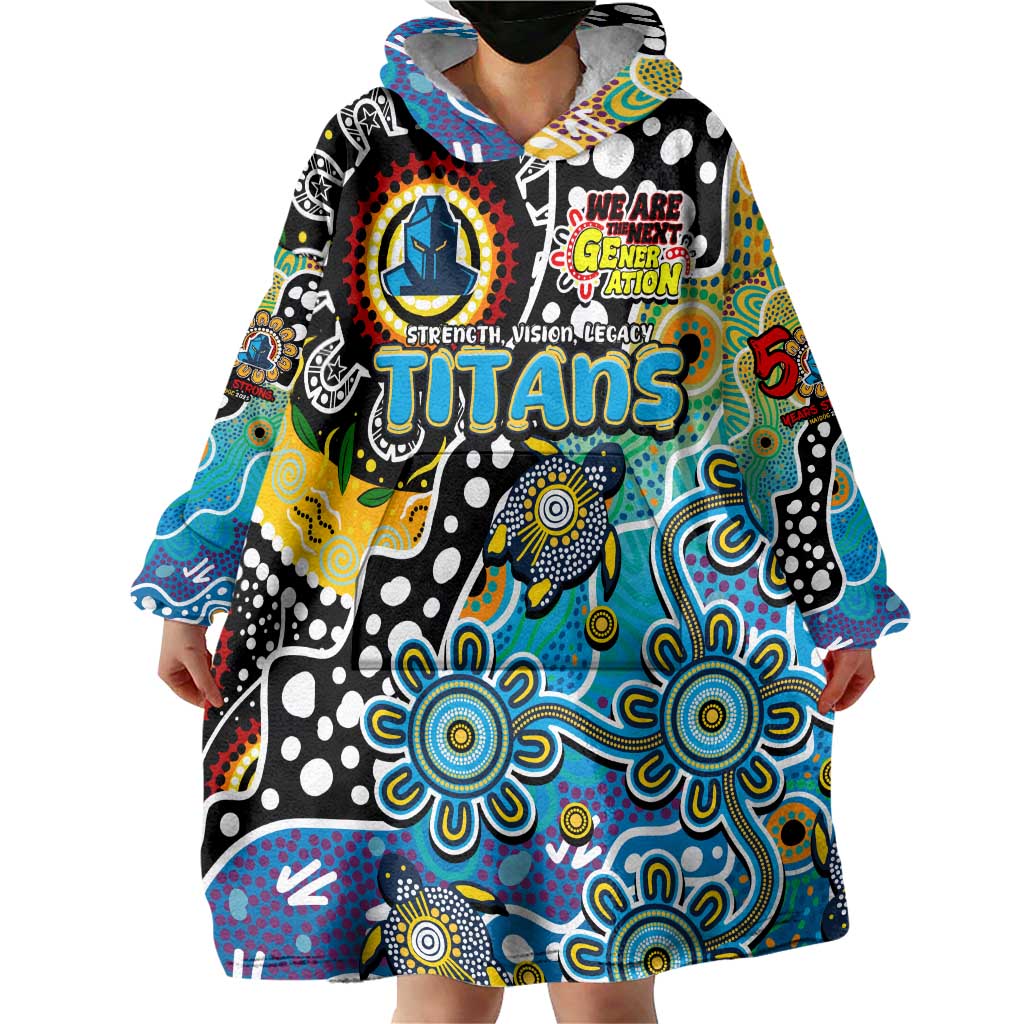 Personalised Titans NRL Celebrating 50 Years of Naidoc Wearable Blanket Hoodie NAIDOC Week 2025 Aboriginal