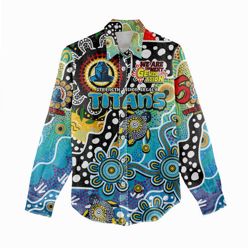 Personalised Titans NRL Celebrating 50 Years of Naidoc Women Casual Shirt NAIDOC Week 2025 Aboriginal