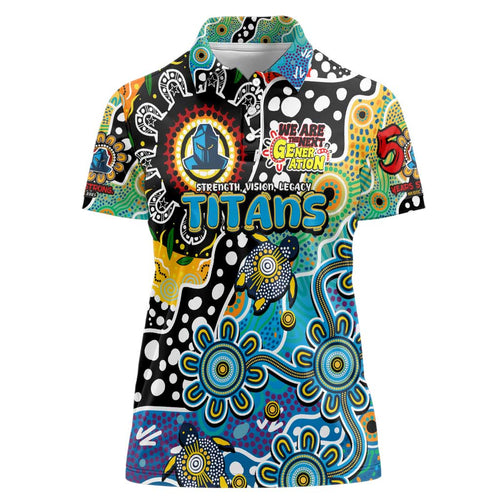 Personalised Titans NRL Celebrating 50 Years of Naidoc Women Polo Shirt NAIDOC Week 2025 Aboriginal