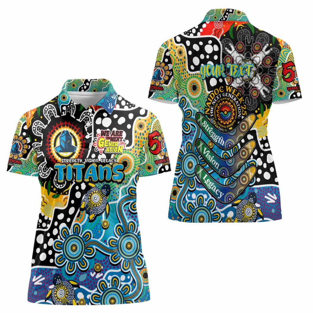 Personalised Titans NRL Celebrating 50 Years of Naidoc Women Polo Shirt NAIDOC Week 2025 Aboriginal