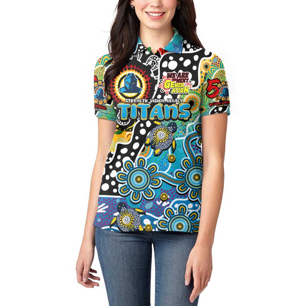Personalised Titans NRL Celebrating 50 Years of Naidoc Women Polo Shirt NAIDOC Week 2025 Aboriginal