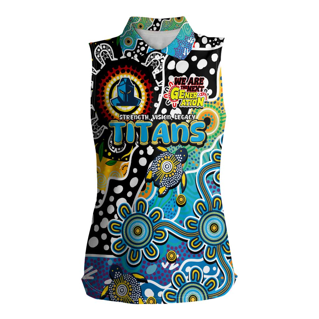 Personalised Titans NRL Celebrating 50 Years of Naidoc Women Sleeveless Polo Shirt NAIDOC Week 2025 Aboriginal