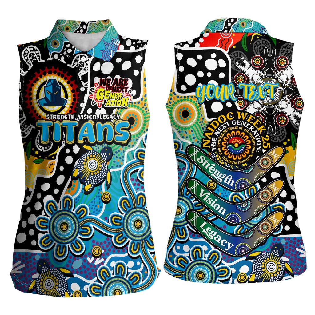 Personalised Titans NRL Celebrating 50 Years of Naidoc Women Sleeveless Polo Shirt NAIDOC Week 2025 Aboriginal