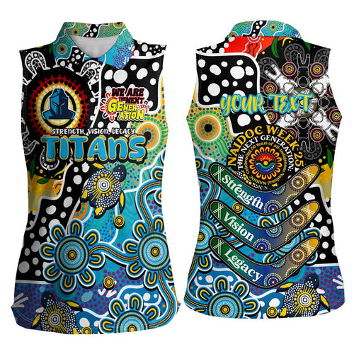 Personalised Titans NRL Celebrating 50 Years of Naidoc Women Sleeveless Polo Shirt NAIDOC Week 2025 Aboriginal