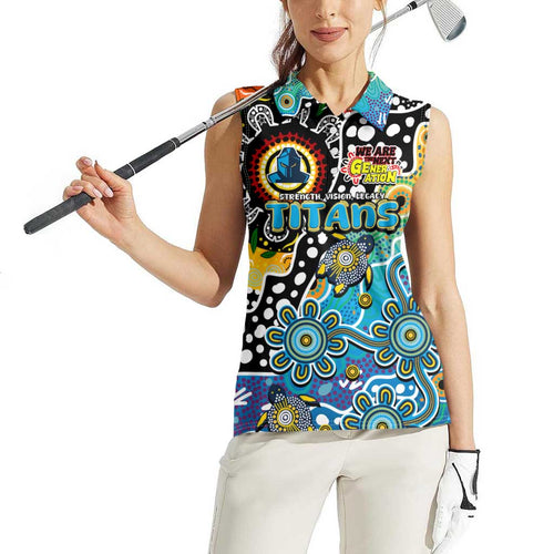 Personalised Titans NRL Celebrating 50 Years of Naidoc Women Sleeveless Polo Shirt NAIDOC Week 2025 Aboriginal