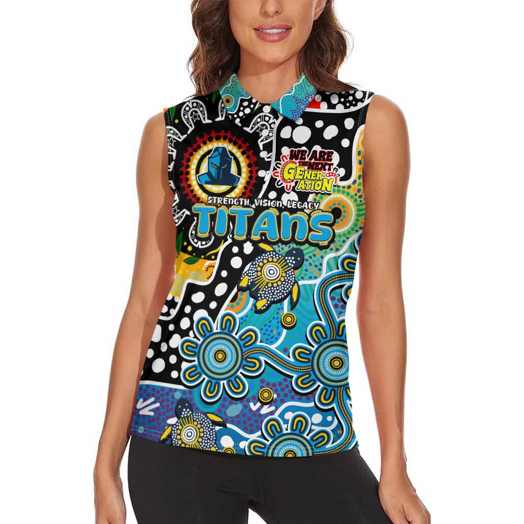 Personalised Titans NRL Celebrating 50 Years of Naidoc Women Sleeveless Polo Shirt NAIDOC Week 2025 Aboriginal