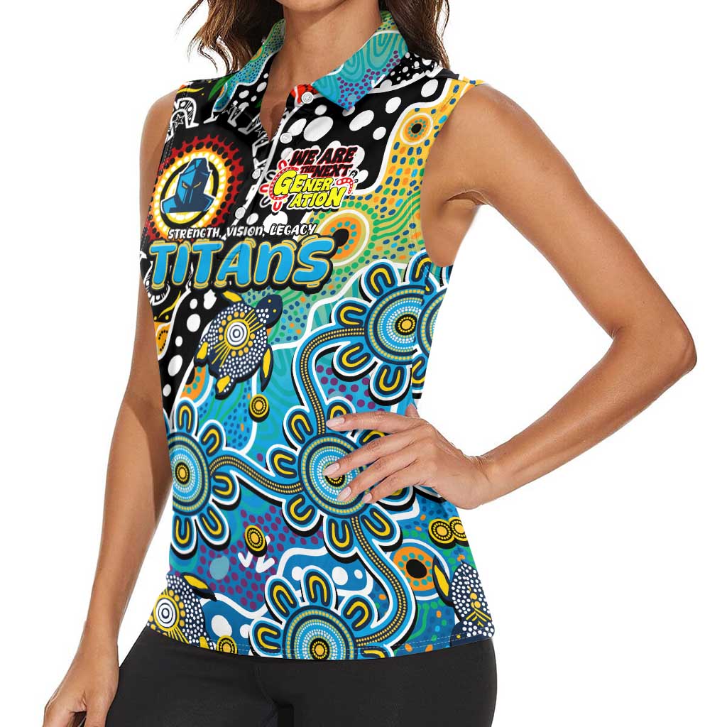 Personalised Titans NRL Celebrating 50 Years of Naidoc Women Sleeveless Polo Shirt NAIDOC Week 2025 Aboriginal