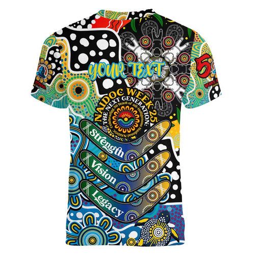 Personalised Titans NRL Celebrating 50 Years of Naidoc Women V-Neck T-Shirt NAIDOC Week 2025 Aboriginal