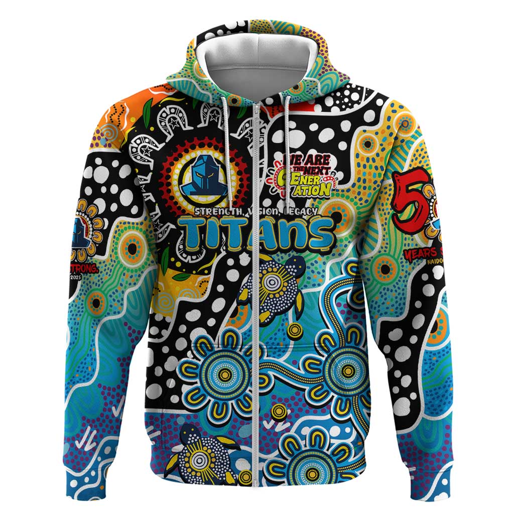 Personalised Titans NRL Celebrating 50 Years of Naidoc Zip Hoodie NAIDOC Week 2025 Aboriginal