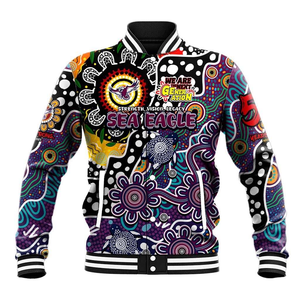Personalised Sea Eagles NRL Celebrating 50 Years of Naidoc Baseball Jacket NAIDOC Week 2025 Aboriginal