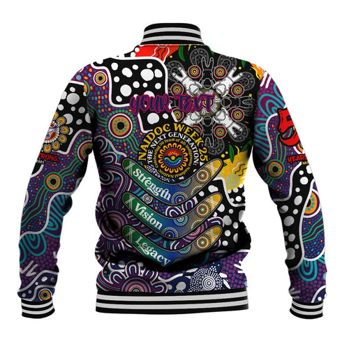 Personalised Sea Eagles NRL Celebrating 50 Years of Naidoc Baseball Jacket NAIDOC Week 2025 Aboriginal