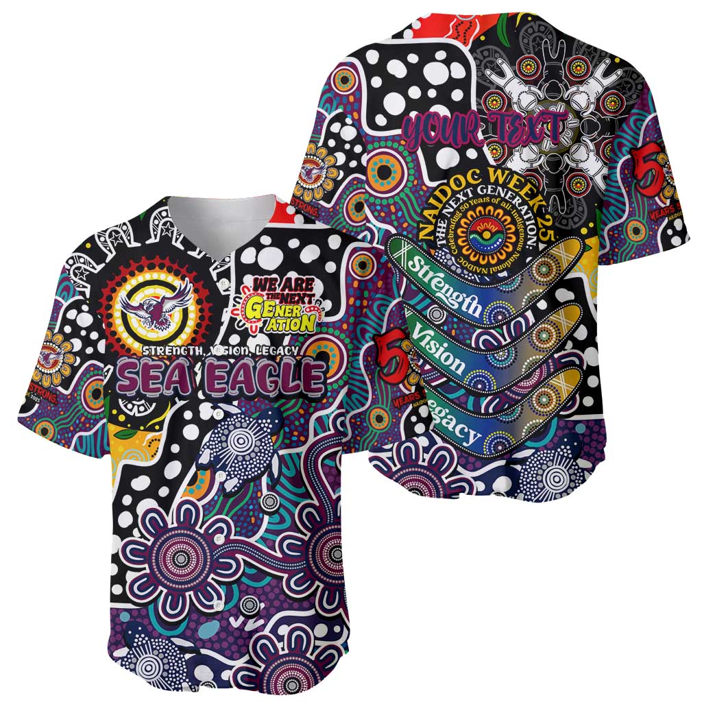Personalised Sea Eagles NRL Celebrating 50 Years of Naidoc Baseball Jersey NAIDOC Week 2025 Aboriginal