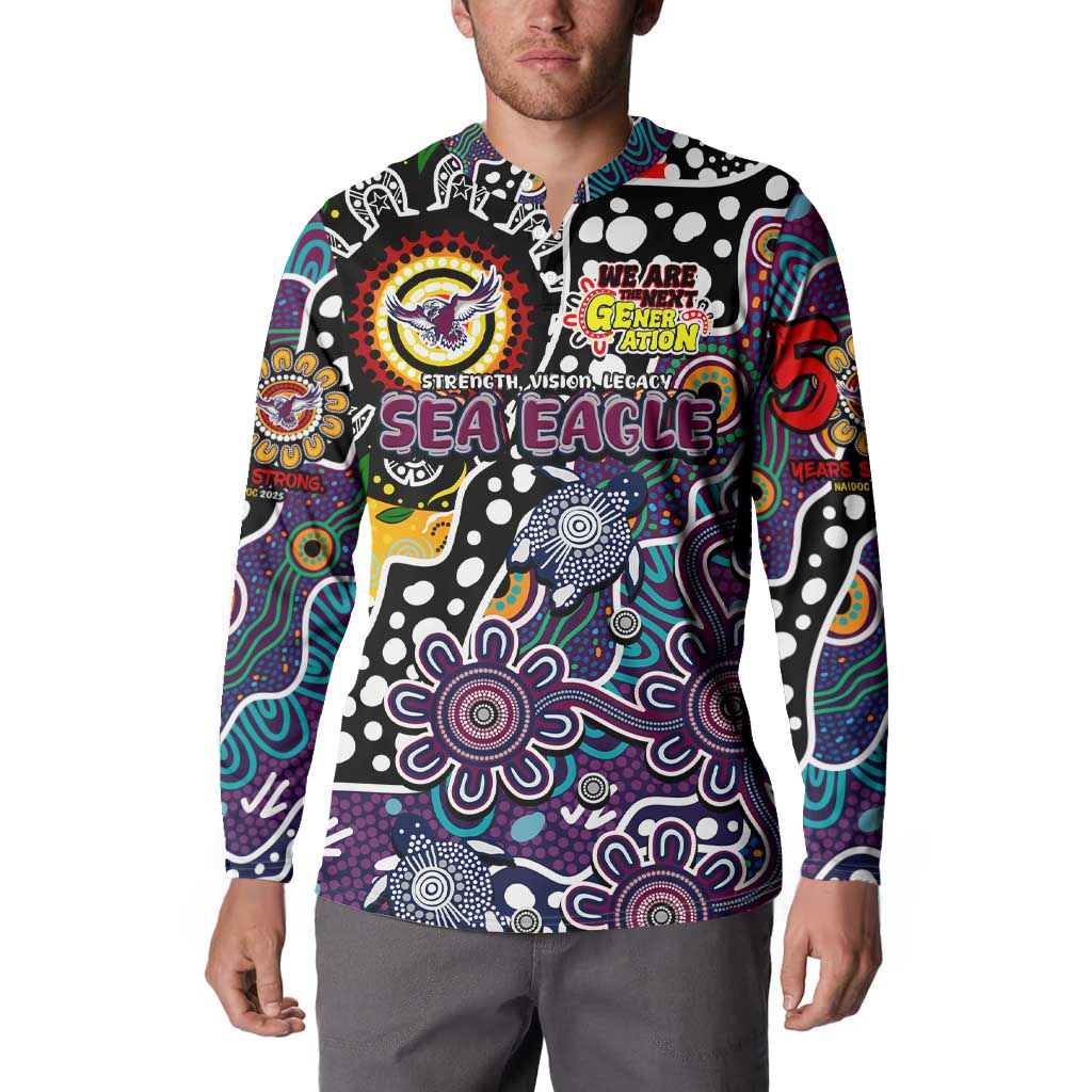Personalised Sea Eagles NRL Celebrating 50 Years of Naidoc Button Sweatshirt NAIDOC Week 2025 Aboriginal