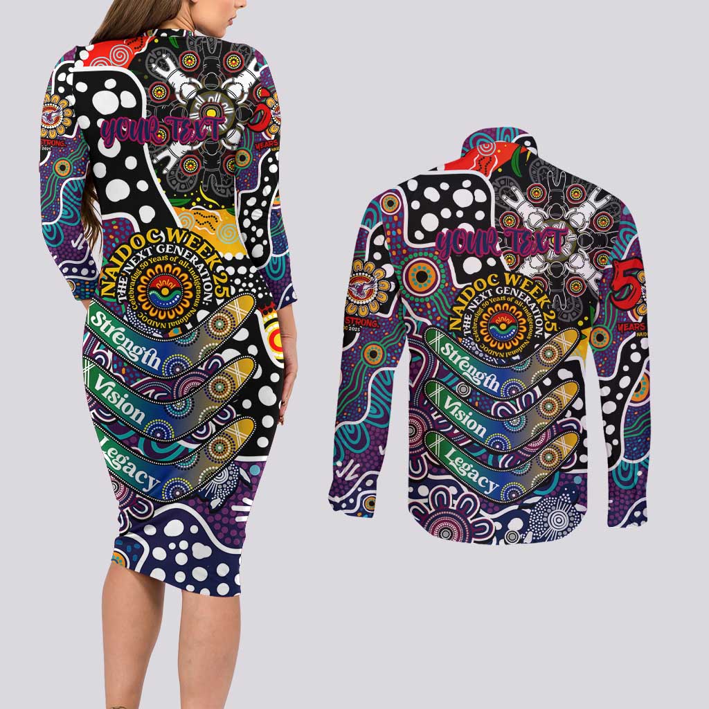 Personalised Sea Eagles NRL Celebrating 50 Years of Naidoc Couples Matching Long Sleeve Bodycon Dress and Long Sleeve Button Shirt NAIDOC Week 2025 Aboriginal