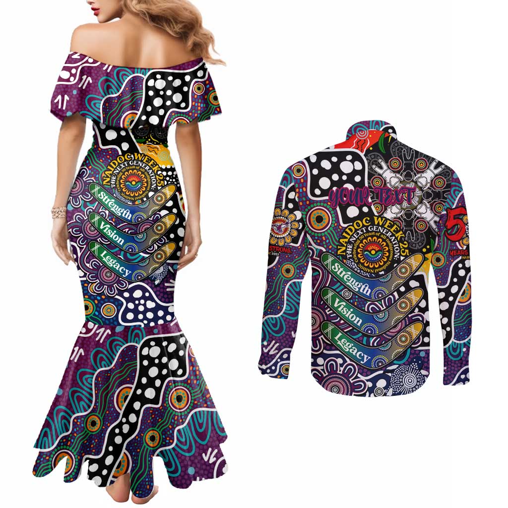 Personalised Sea Eagles NRL Celebrating 50 Years of Naidoc Couples Matching Mermaid Dress and Long Sleeve Button Shirt NAIDOC Week 2025 Aboriginal