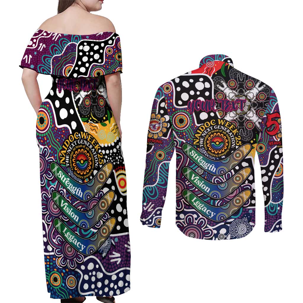 Personalised Sea Eagles NRL Celebrating 50 Years of Naidoc Couples Matching Off Shoulder Maxi Dress and Long Sleeve Button Shirt NAIDOC Week 2025 Aboriginal