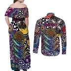 Personalised Sea Eagles NRL Celebrating 50 Years of Naidoc Couples Matching Off Shoulder Maxi Dress and Long Sleeve Button Shirt NAIDOC Week 2025 Aboriginal
