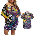 Personalised Sea Eagles NRL Celebrating 50 Years of Naidoc Couples Matching Off Shoulder Short Dress and Hawaiian Shirt NAIDOC Week 2025 Aboriginal