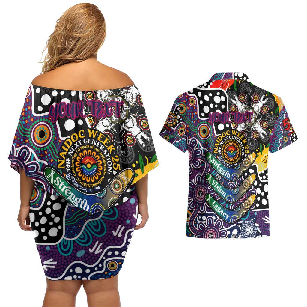 Personalised Sea Eagles NRL Celebrating 50 Years of Naidoc Couples Matching Off Shoulder Short Dress and Hawaiian Shirt NAIDOC Week 2025 Aboriginal