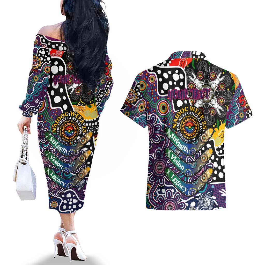 Personalised Sea Eagles NRL Celebrating 50 Years of Naidoc Couples Matching Off The Shoulder Long Sleeve Dress and Hawaiian Shirt NAIDOC Week 2025 Aboriginal