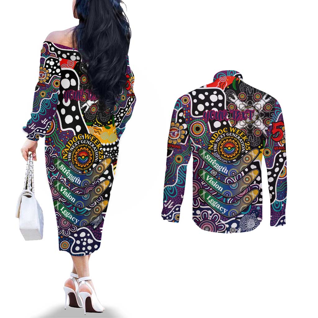 Personalised Sea Eagles NRL Celebrating 50 Years of Naidoc Couples Matching Off The Shoulder Long Sleeve Dress and Long Sleeve Button Shirt NAIDOC Week 2025 Aboriginal