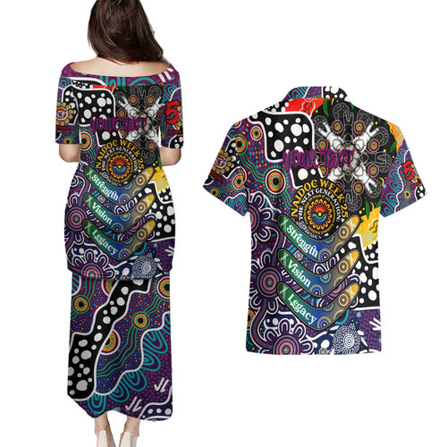Personalised Sea Eagles NRL Celebrating 50 Years of Naidoc Couples Matching Puletasi and Hawaiian Shirt NAIDOC Week 2025 Aboriginal