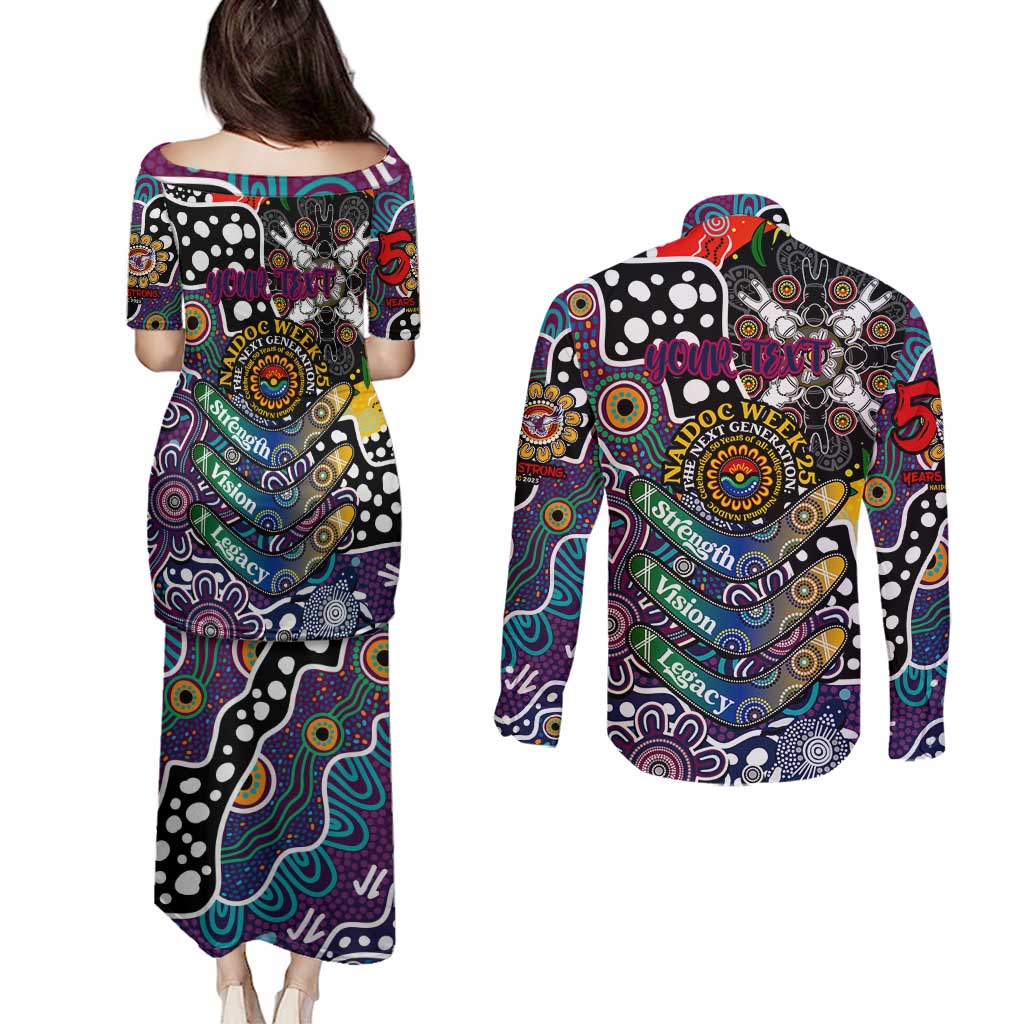 Personalised Sea Eagles NRL Celebrating 50 Years of Naidoc Couples Matching Puletasi and Long Sleeve Button Shirt NAIDOC Week 2025 Aboriginal