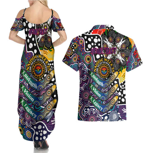 Personalised Sea Eagles NRL Celebrating 50 Years of Naidoc Couples Matching Summer Maxi Dress and Hawaiian Shirt NAIDOC Week 2025 Aboriginal