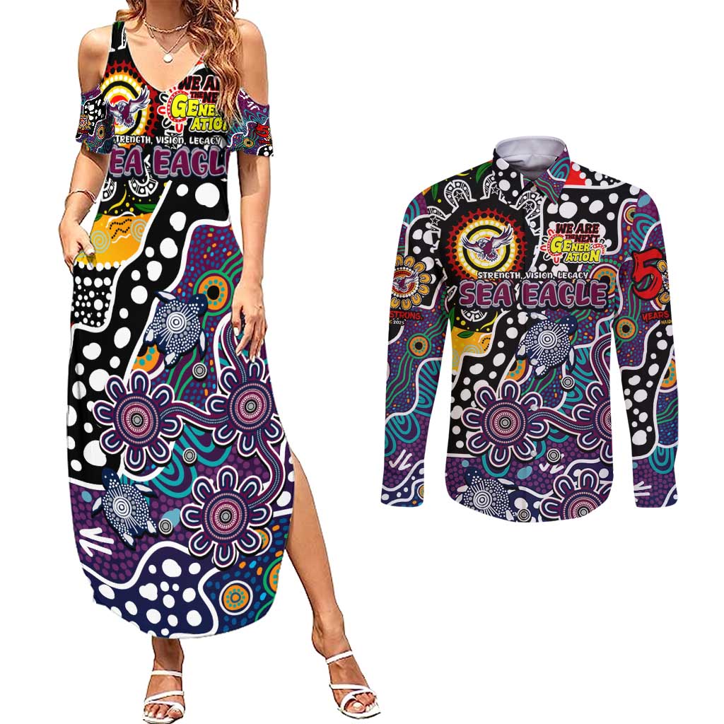 Personalised Sea Eagles NRL Celebrating 50 Years of Naidoc Couples Matching Summer Maxi Dress and Long Sleeve Button Shirt NAIDOC Week 2025 Aboriginal