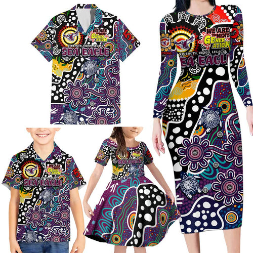 Personalised Sea Eagles NRL Celebrating 50 Years of Naidoc Family Matching Long Sleeve Bodycon Dress and Hawaiian Shirt NAIDOC Week 2025 Aboriginal