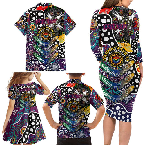 Personalised Sea Eagles NRL Celebrating 50 Years of Naidoc Family Matching Long Sleeve Bodycon Dress and Hawaiian Shirt NAIDOC Week 2025 Aboriginal
