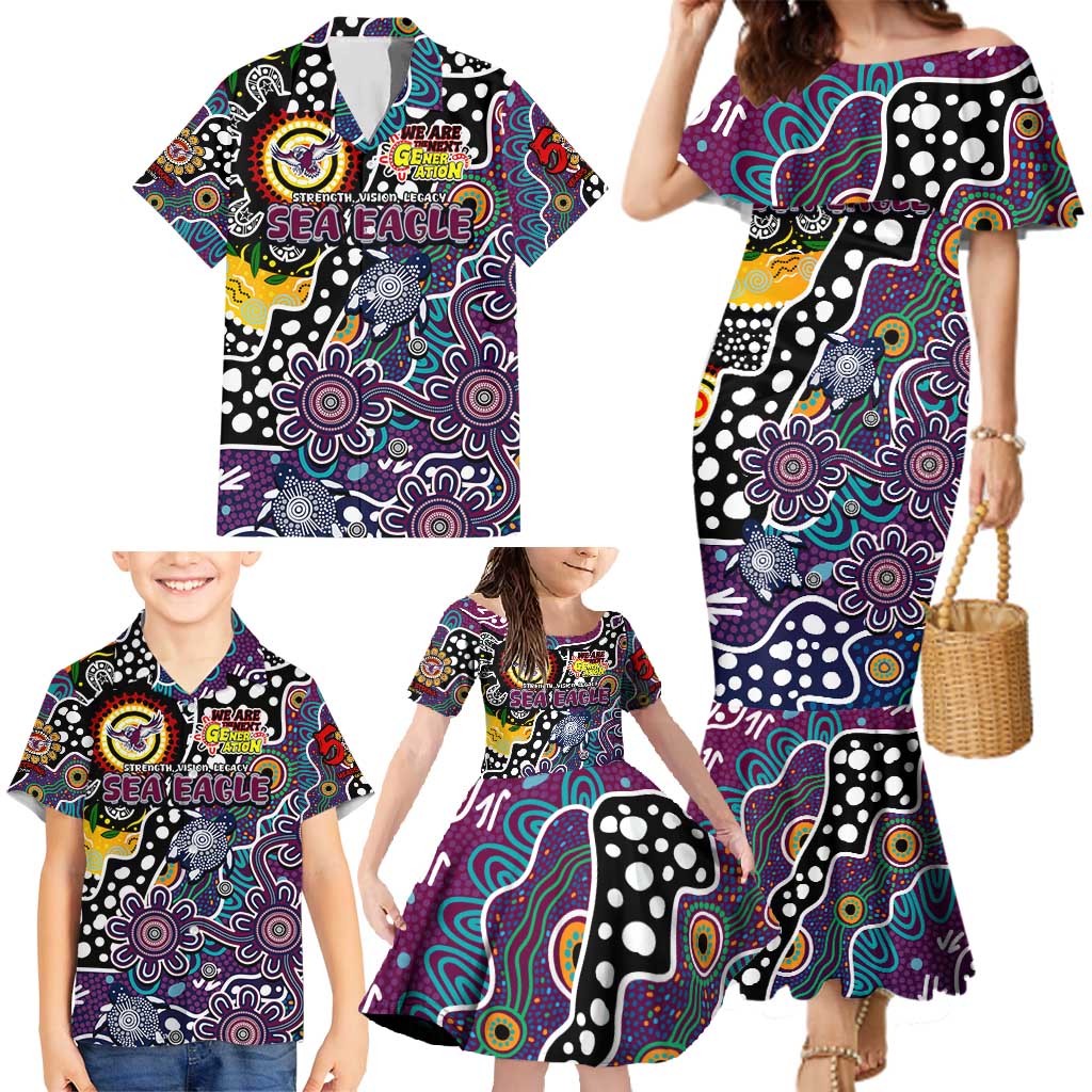 Personalised Sea Eagles NRL Celebrating 50 Years of Naidoc Family Matching Mermaid Dress and Hawaiian Shirt NAIDOC Week 2025 Aboriginal